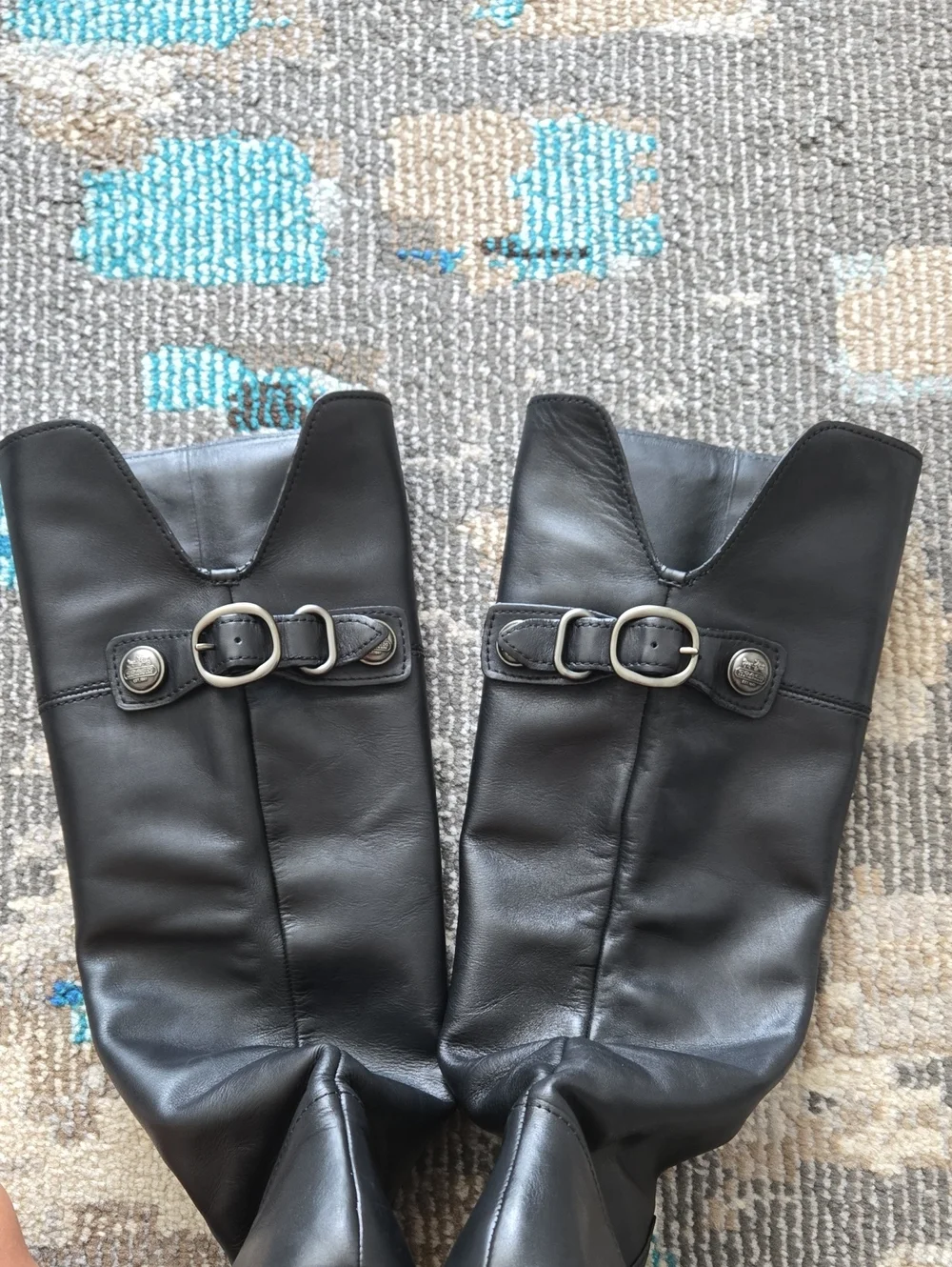 Coach Benita Women's Tall Leather Riding Boots - Black, Size 5